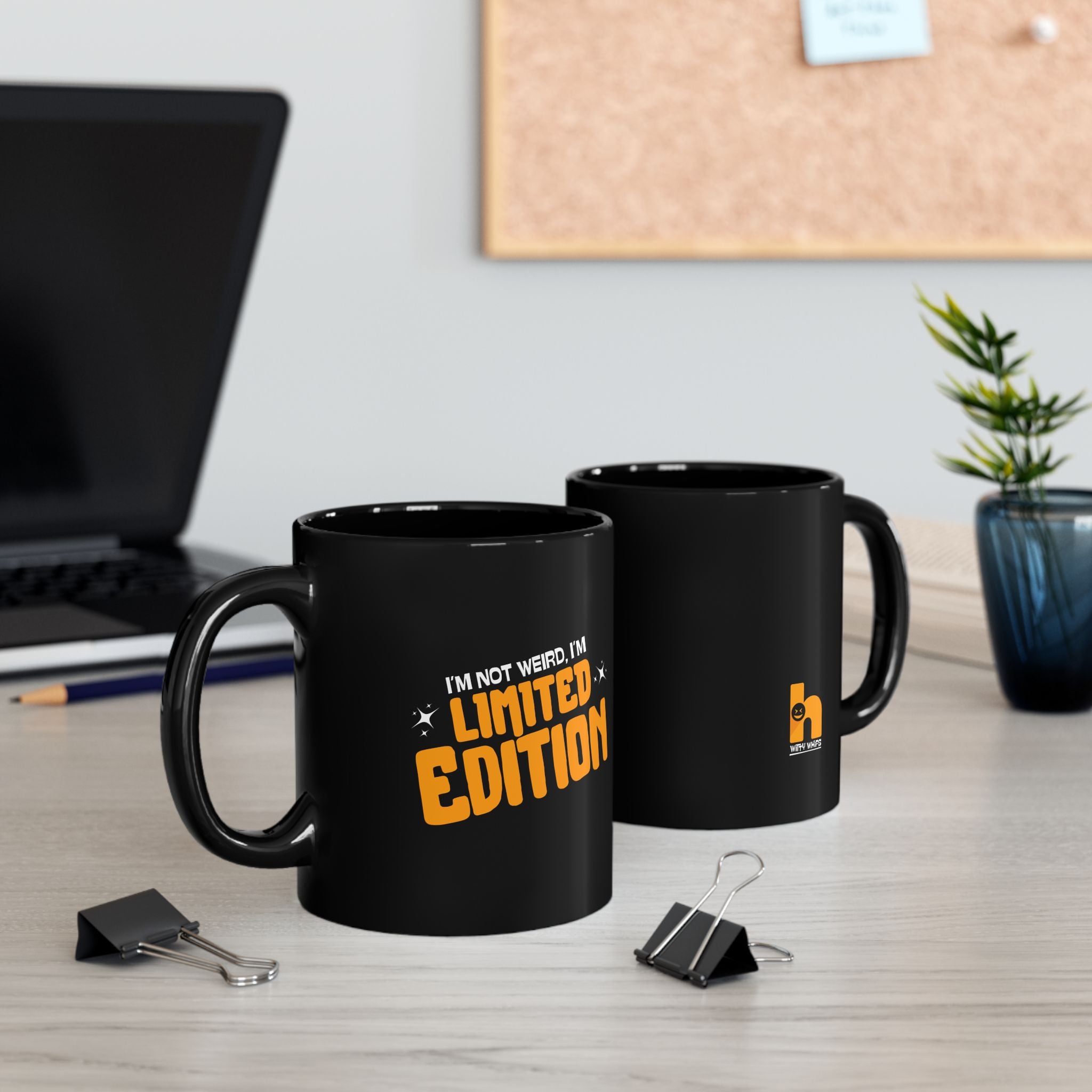 Mug - Black, 11oz-15oz - Witty Whips - I'm Not Weird - D1