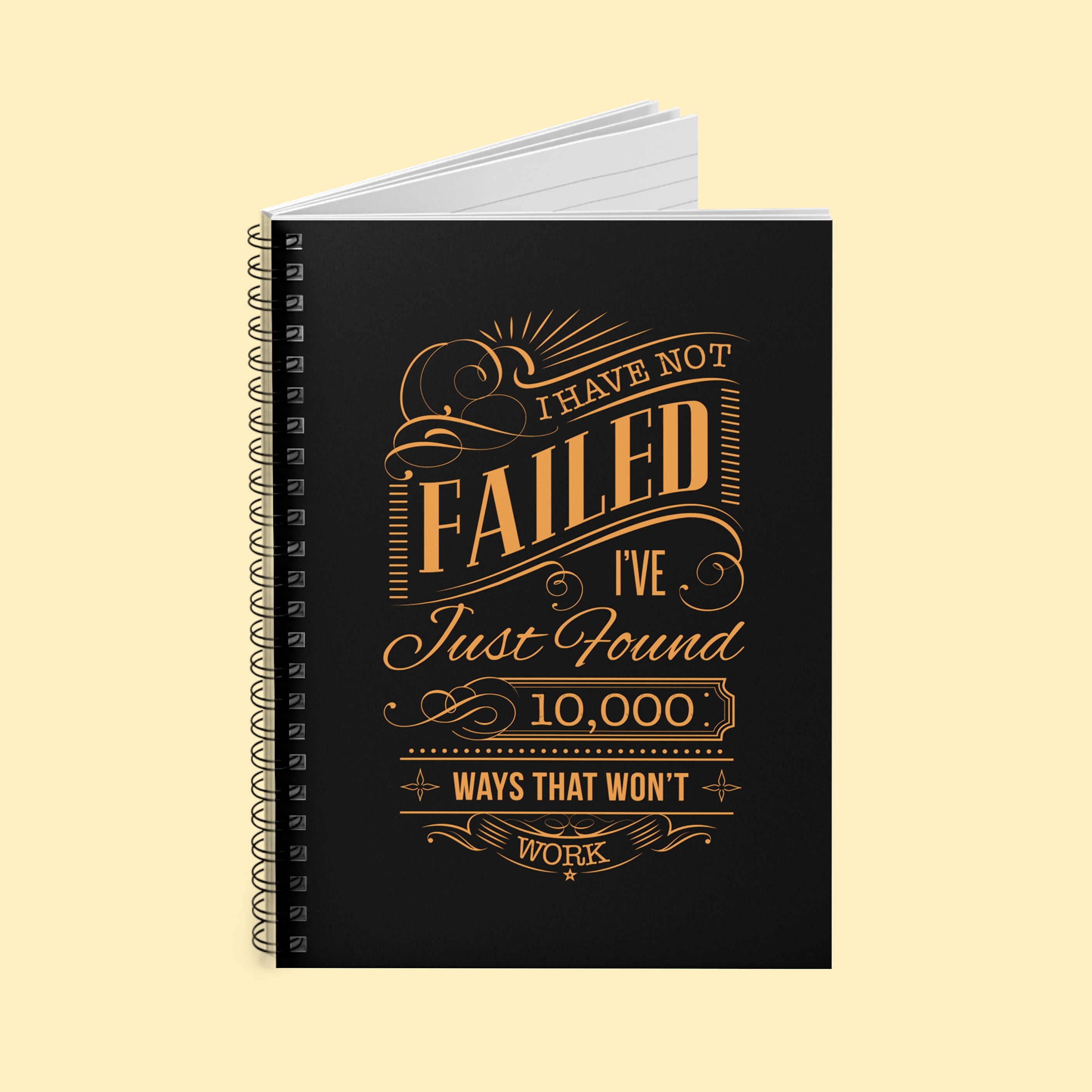 Notebook - Spiral, Ruled Line, 350 gsm, 118 Pages - I Have Not Failed