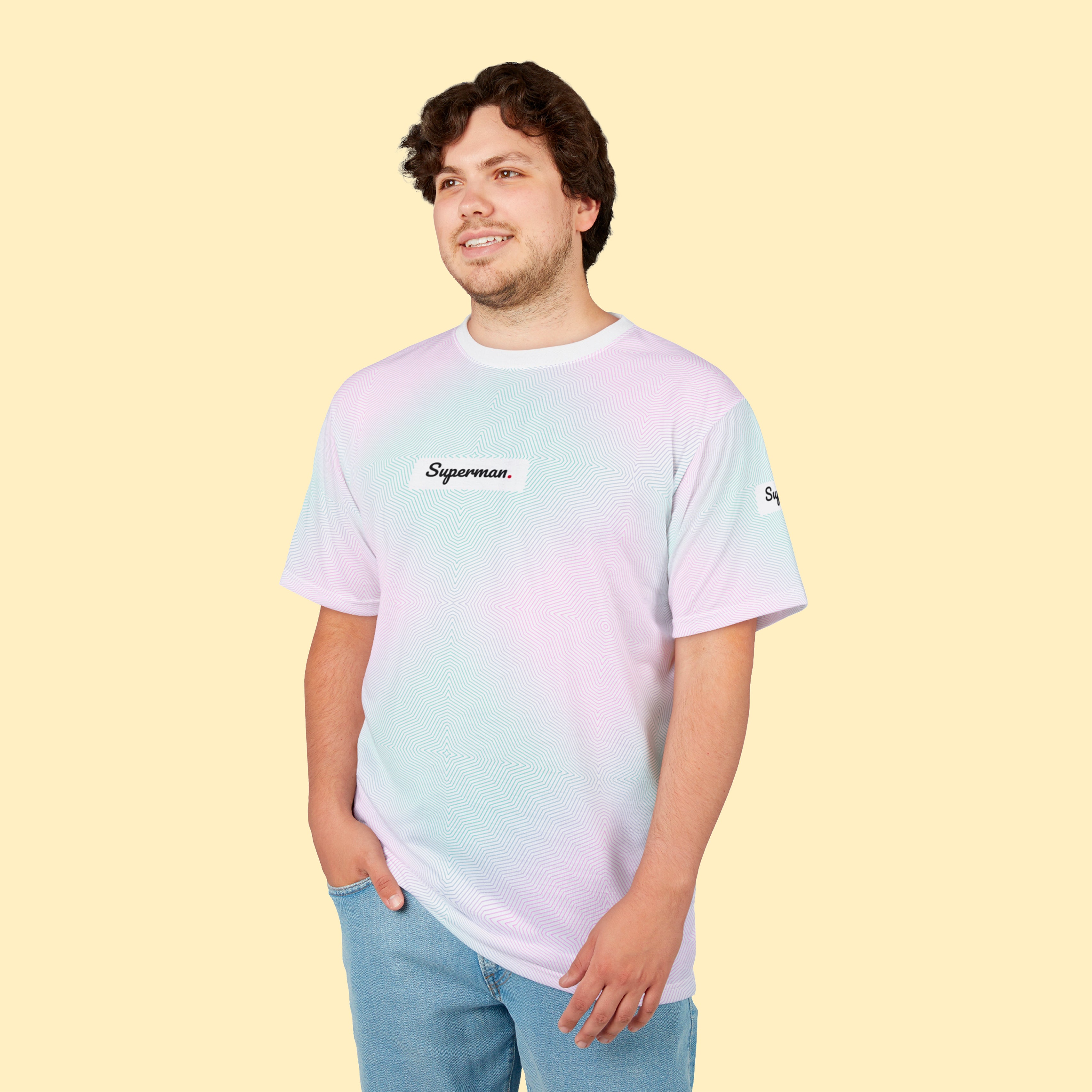 T-Shirts - Men Tee, Neon Art, Push Series - Superman.